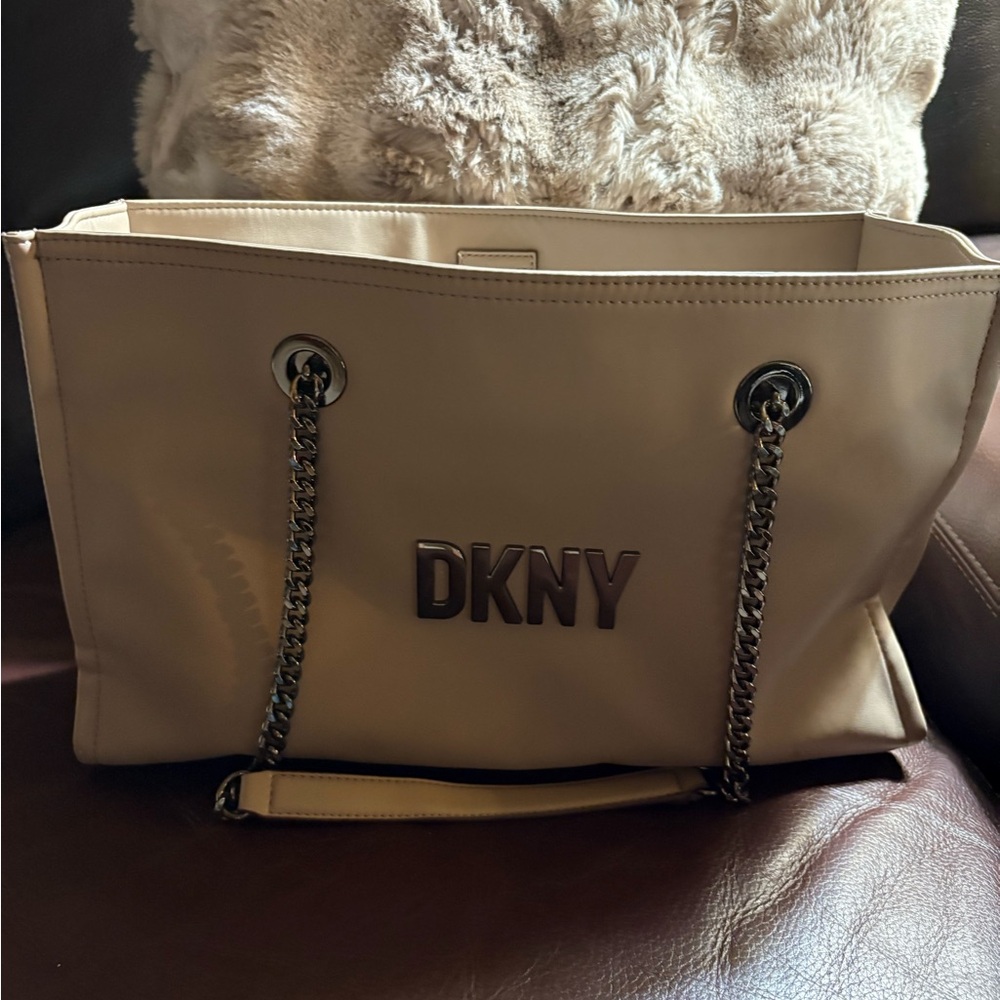 DKNY Tan Tote with Chain Straps